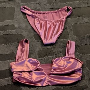 Elegant Pink Satin Lingerie Set By Divinoseas
